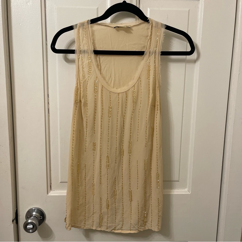 Forever 21 Cream and Gold Tank Top